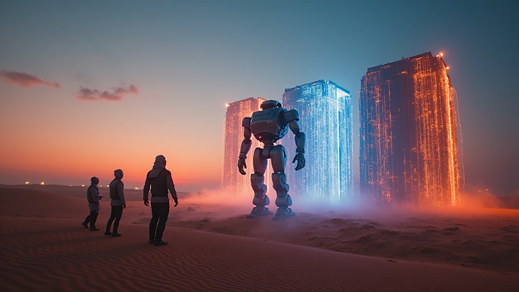 Visualización del liderazgo de EAU en IA y robótica, impulsado por la tecnología de Nvidia Thor en Abu Dhabi.