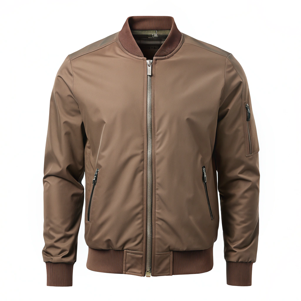 Minimalist Bomber Jacket with Standing Collar