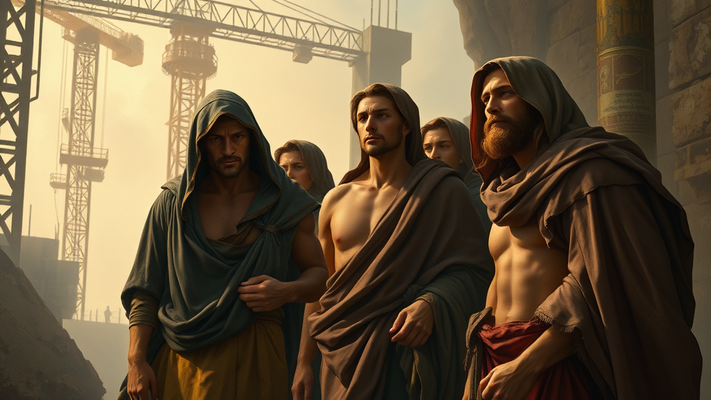 사람의 삶의 중요성과 안전의 필요성을 묘사한 은유적 장면