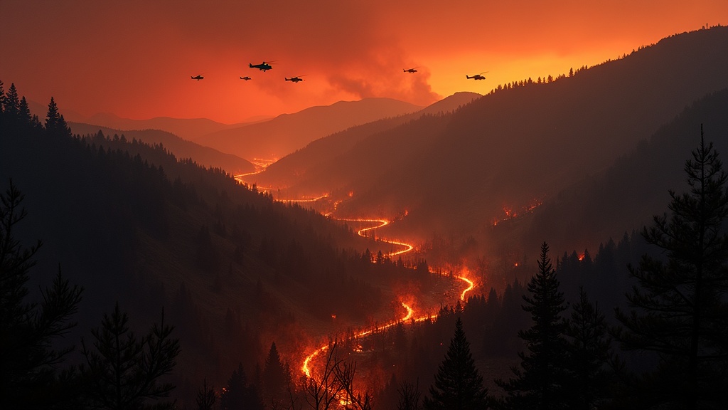 Brigadista forestal observando un incendio, mostrando la necesidad de herramientas como la IA en la gestión forestal de emergencias en España para apoyar su labor.