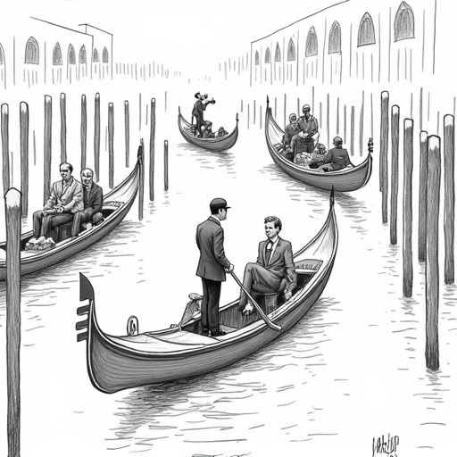 Celebrities Gather in Venice for Bezos-Sanchez Wedding single-panel cartoon