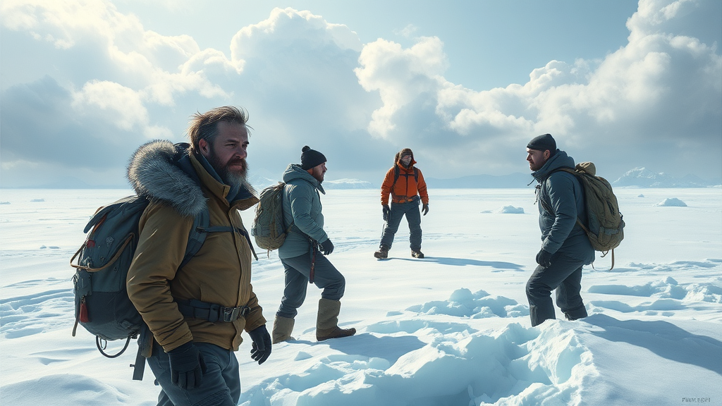 남극 환경에서 나타나는 인간 정신과 창조주의 섭리를 그린 그림