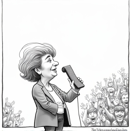 Emma Thompson recounts Trump call at Locarno Film Festival single-panel cartoon