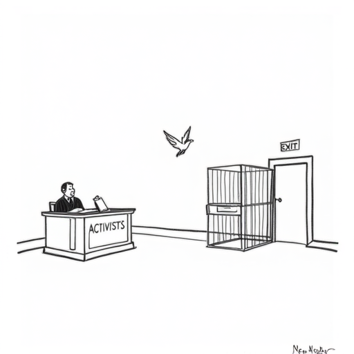 Judge Orders Release of Pro-Palestinian Activist from Custody single-panel cartoon