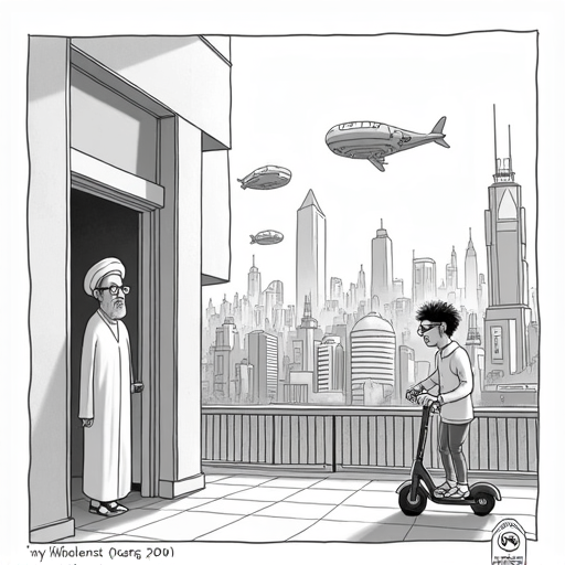 Iran's Supreme Leader Returns to a Changed Nation single-panel cartoon