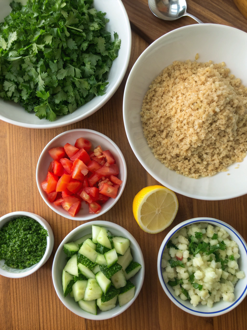 Tabouli ingredients displayed