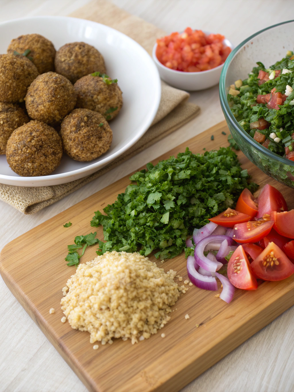 Ingredients for Falafel and Tabbouleh