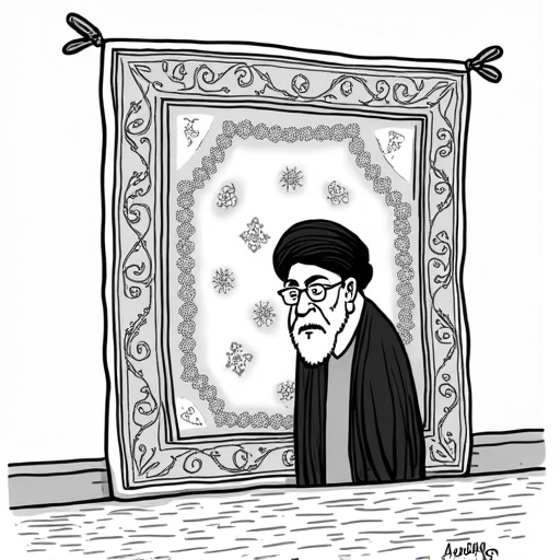 Trump Intensifies Rhetoric Against Iran's Supreme Leader single-panel cartoon