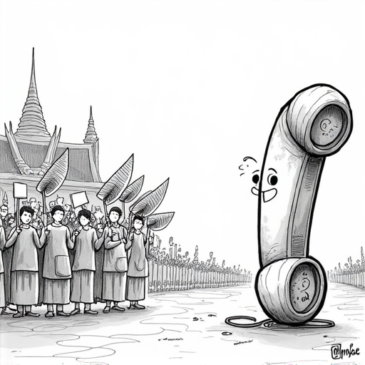 Protests Erupt in Bangkok Demanding PM's Resignation single-panel cartoon