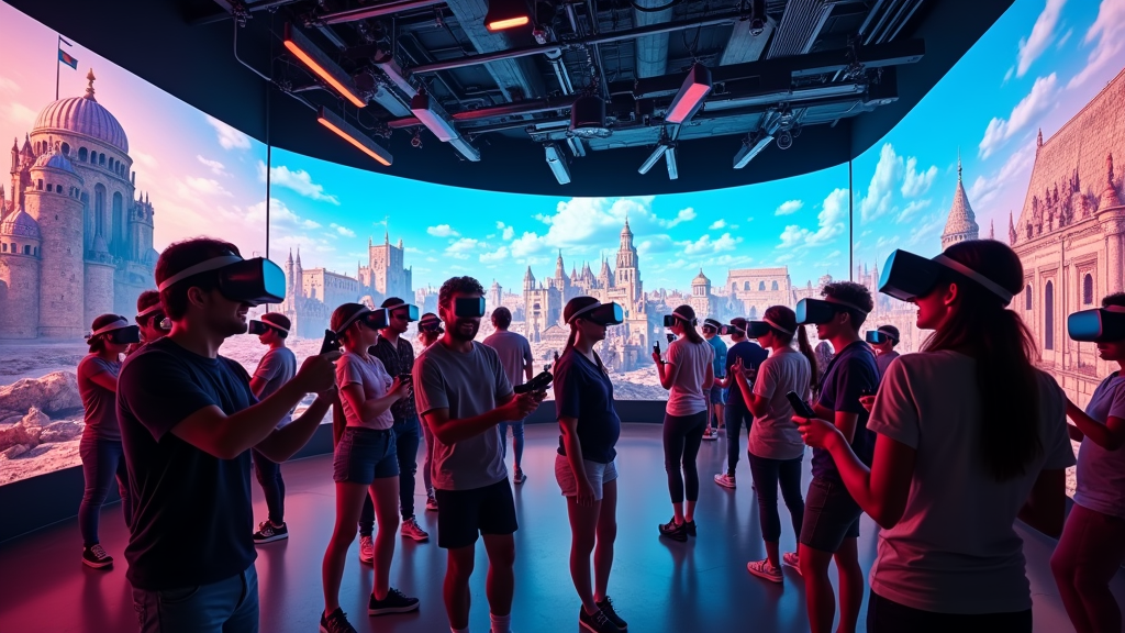 Persona viviendo una Experiencia Inmersiva VR de aventura en Virtua Barcelona