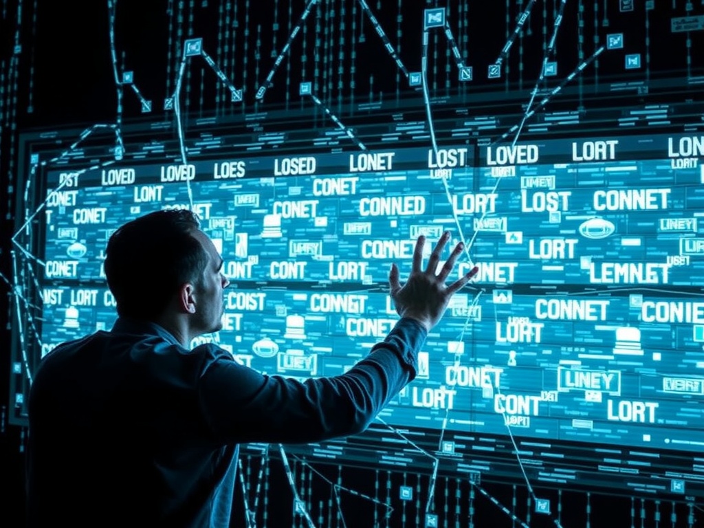 یک فرد در حال تلاش برای عبور از یک مانع دیجیتالی، نمادی از محدودیت انتخاب محتوا.