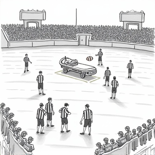 NFL preseason game halted due to Morice Norris injury single-panel cartoon