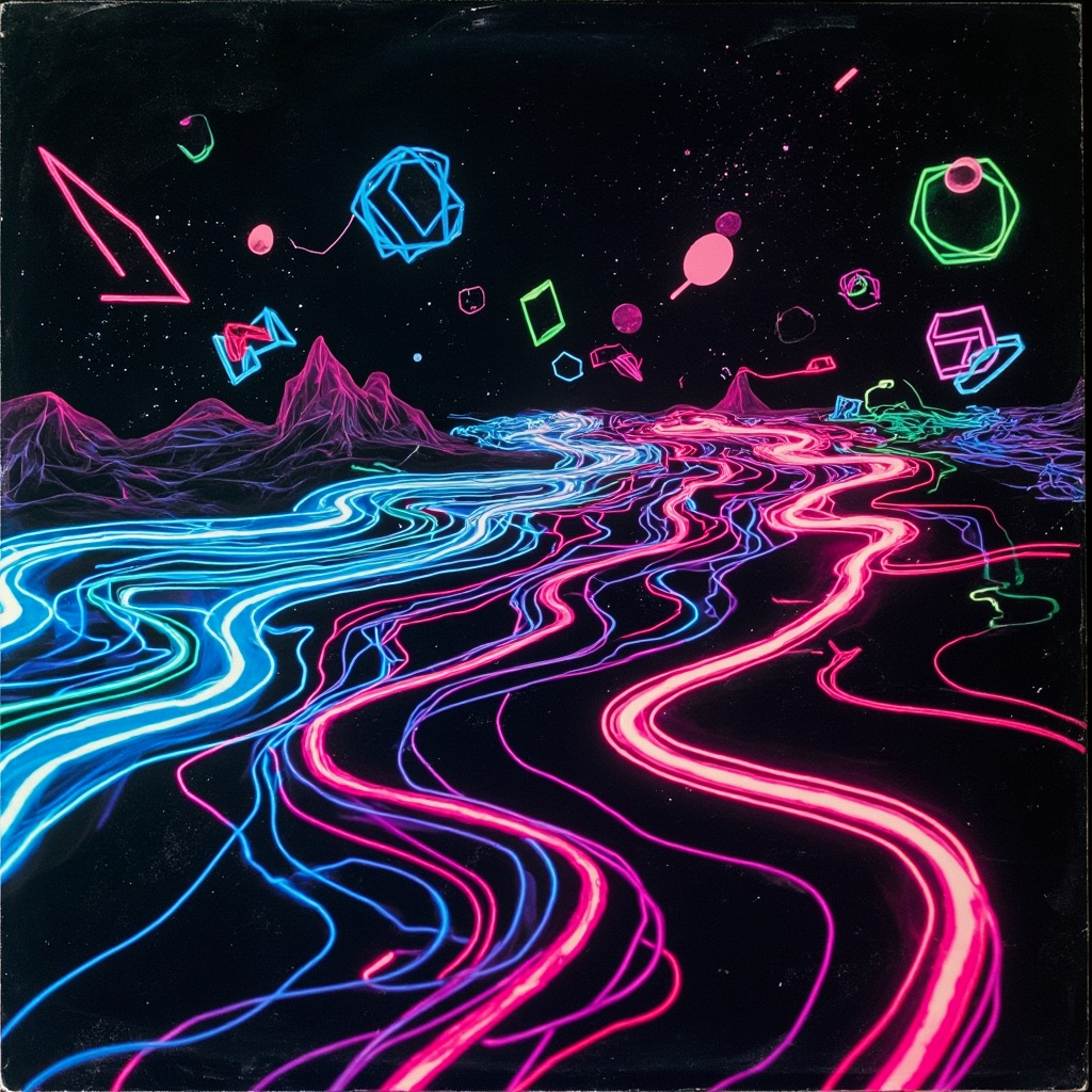 Pulsating neon waves and geometric shapes Album Cover