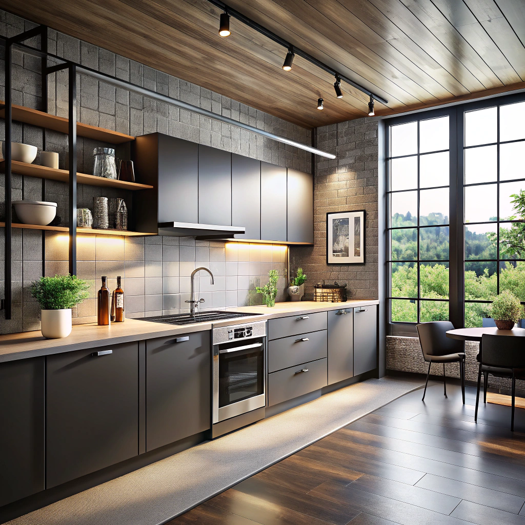 Modern Industrial Linear Kitchen Design