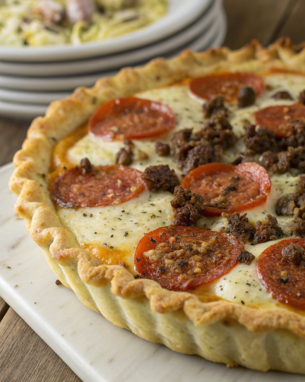 Deep Hamburger, Sausage & Pepperoni Pie ngredients