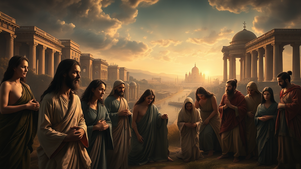 경제 성장과 공동체의 희망을 상징적으로 표현한 이미지