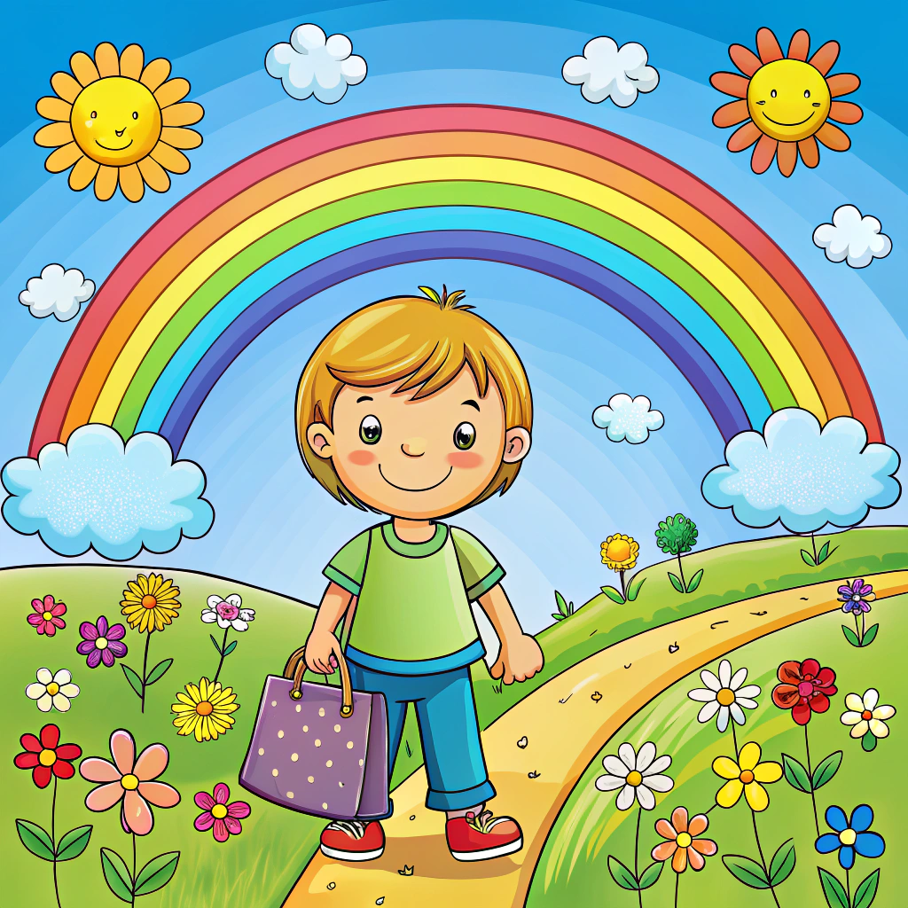 Colorful Children's Illustration for Coloring Books