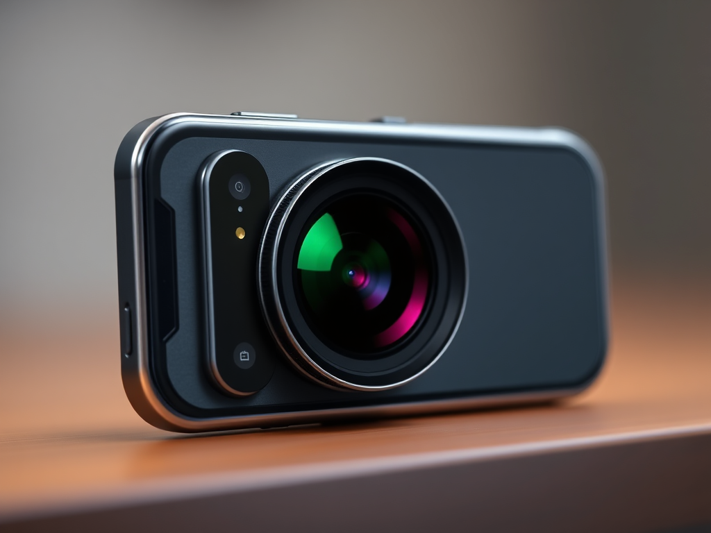 یک گوشی هوشمند مدرن با لنز دوربین با وضوح بالا که یک عکس پر جنب و جوش و با کیفیت بالا را ثبت می کند، نشان دهنده نوآوری های دوربین در آخرین اخبار گوشی های هوشمند.