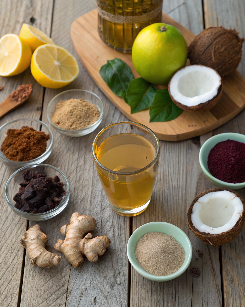 4 ingredient natural mounjaro recipe, brazilian mounjaro recipe, natural mounjaro recipe, natural mounjaro recipe for weight loss, natural mounjaro recipe with 4 ingredients ingredients laid out on clean white counter