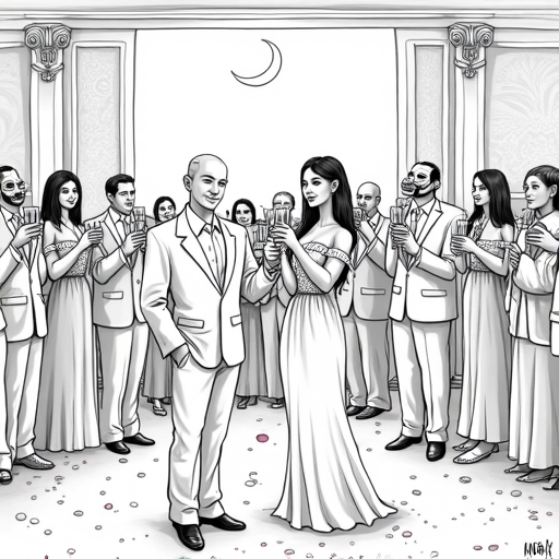 Jeff Bezos and Lauren Sánchez Host Pajama Party After Wedding single-panel cartoon