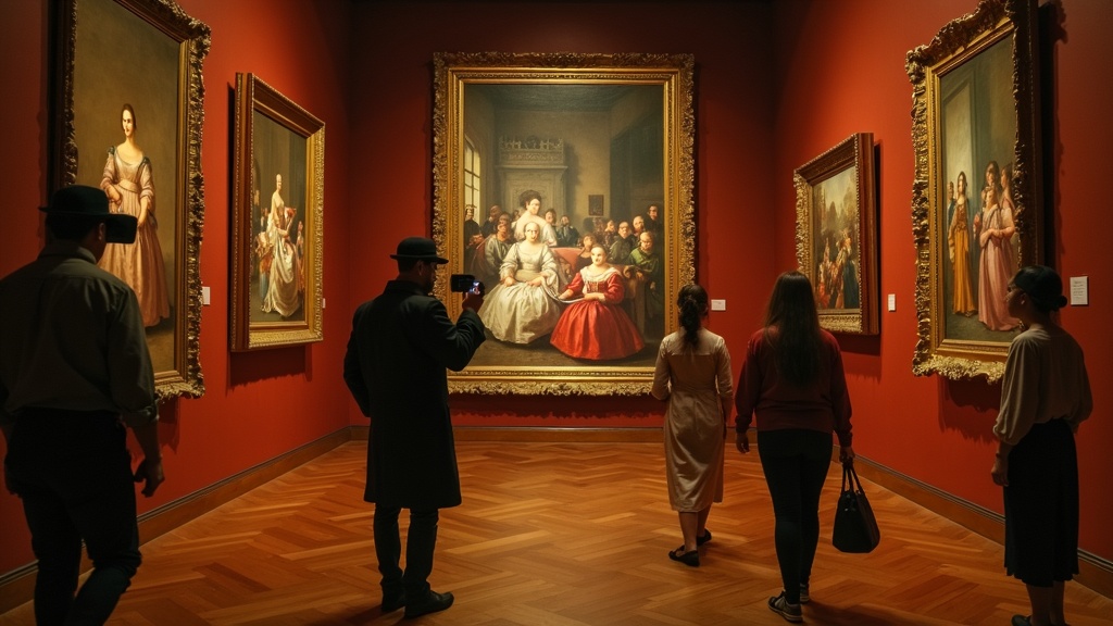 Visitantes usando gafas de realidad virtual en la experiencia del Museo del Prado en Buenos Aires.