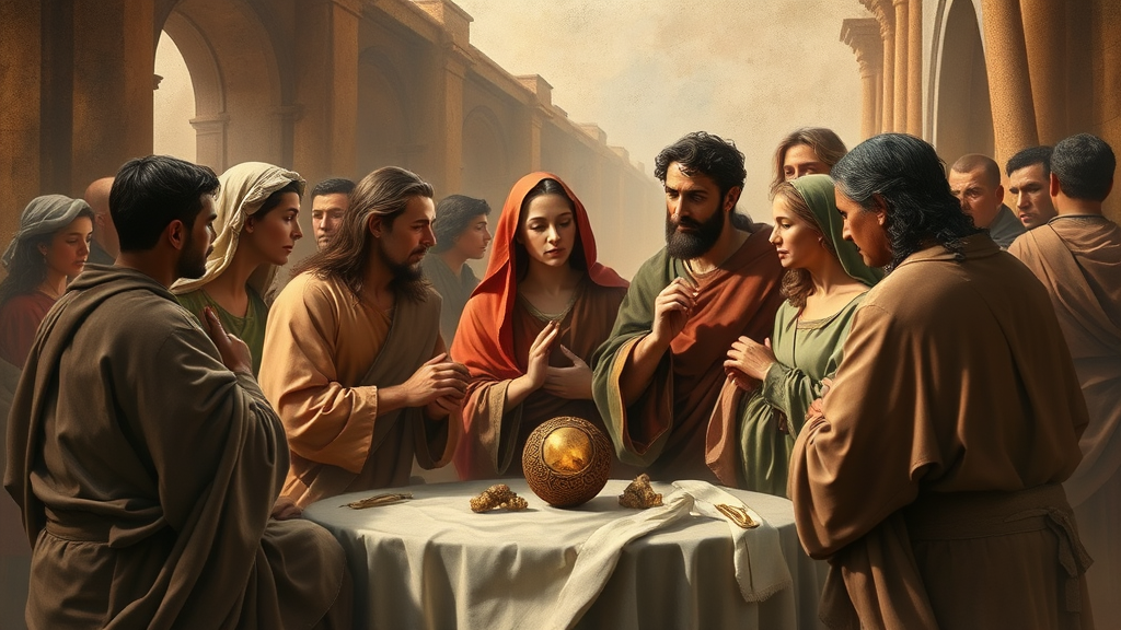 공동체와 협력의 원칙을 상징하는 종교적 장면