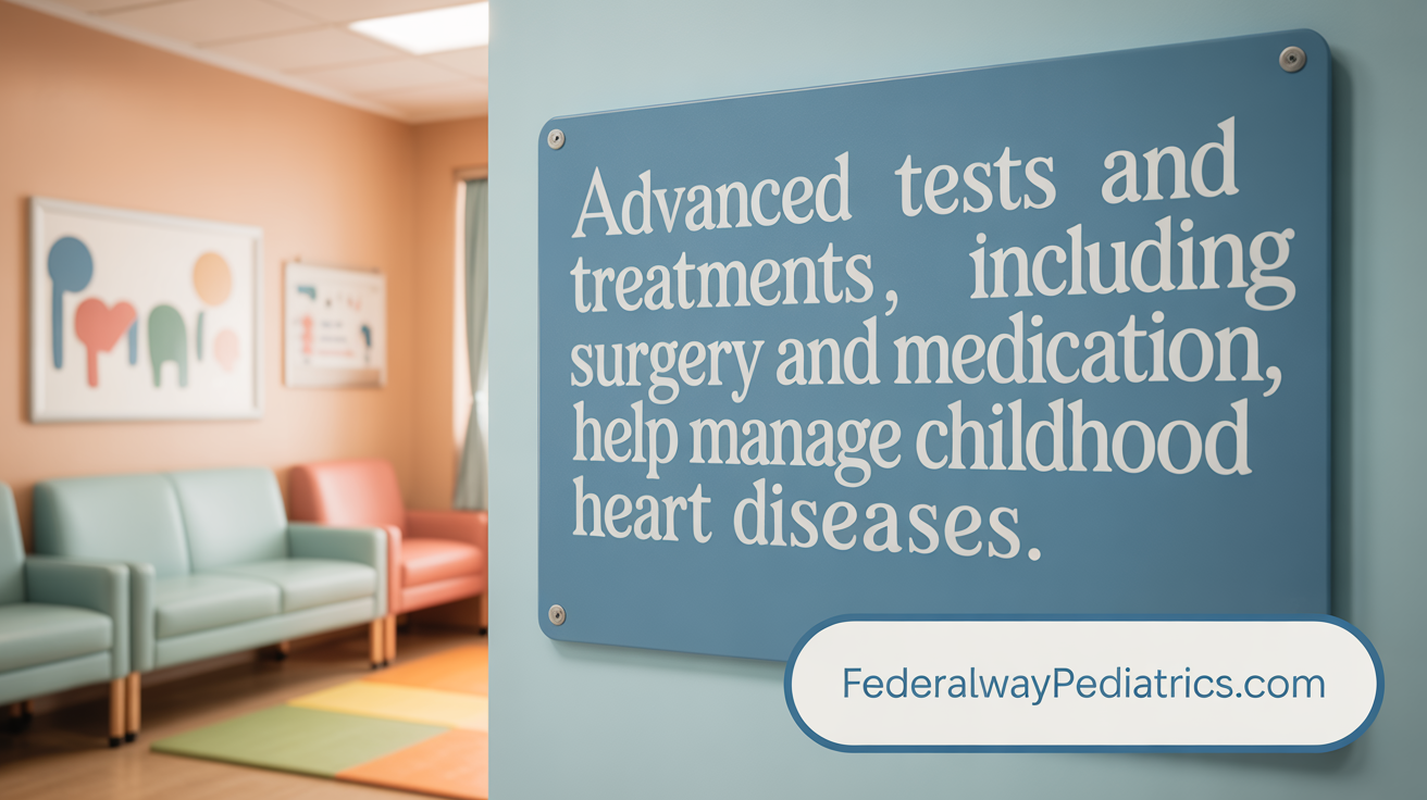 Advanced tests and treatments, including surgery and medication, help manage childhood heart diseases.