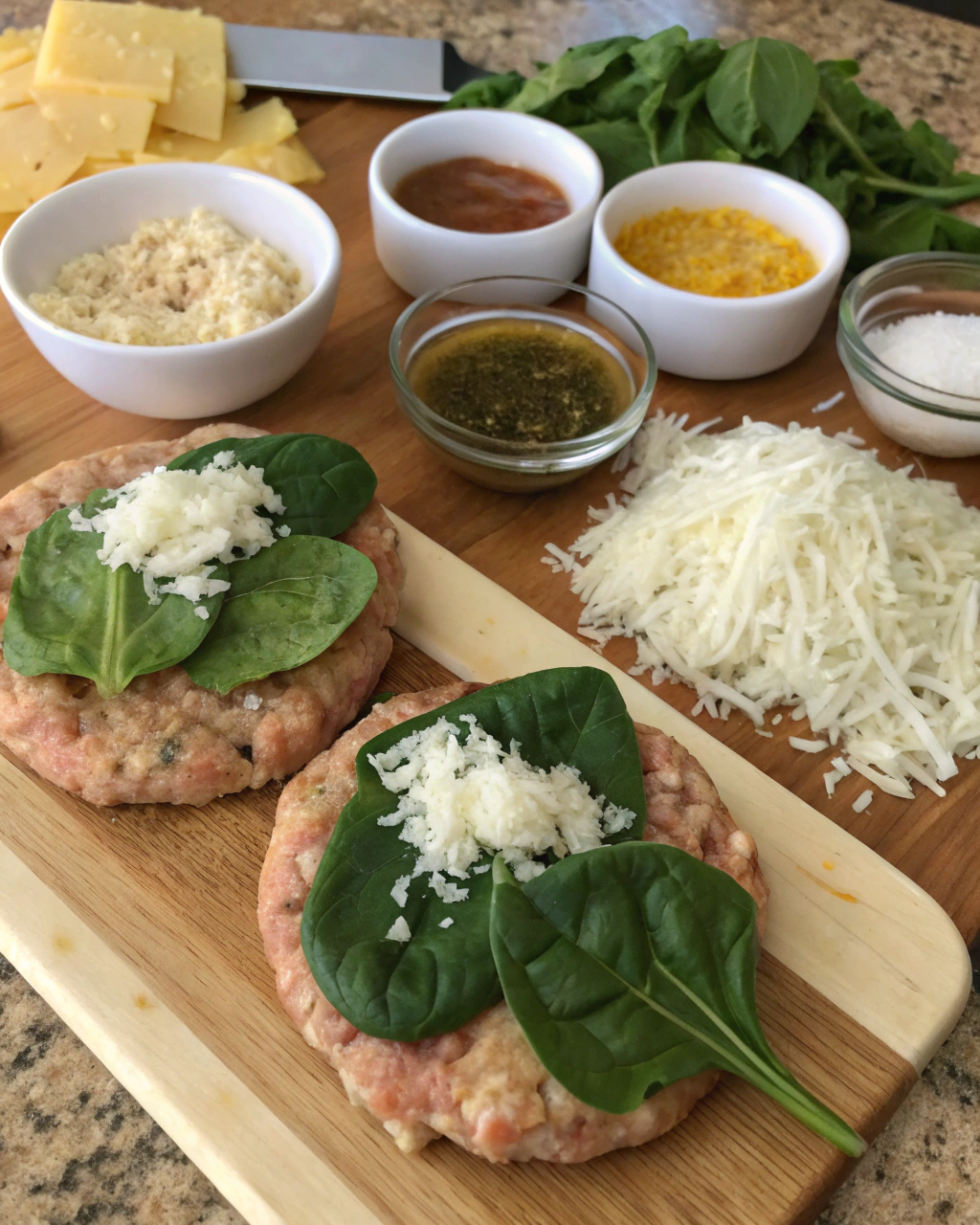White Cheddar and Spinach Chicken Burgers ngredients