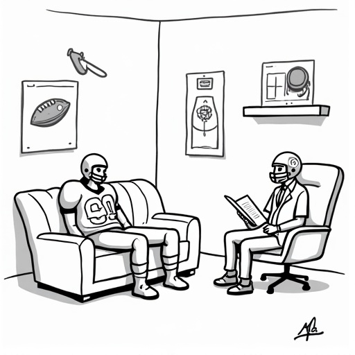 High School Football Player Discovers Brain Abnormality After Concussion single-panel cartoon