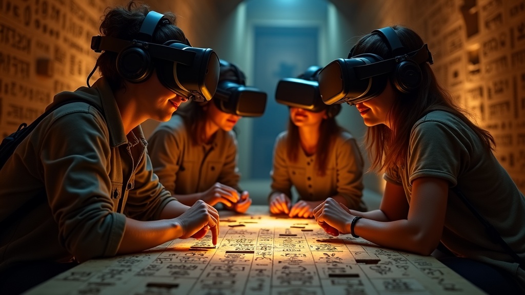 Un aventurero virtual escalando las paredes de una pirámide en el juego Escape The Lost Pyramid de Assassin's Creed.