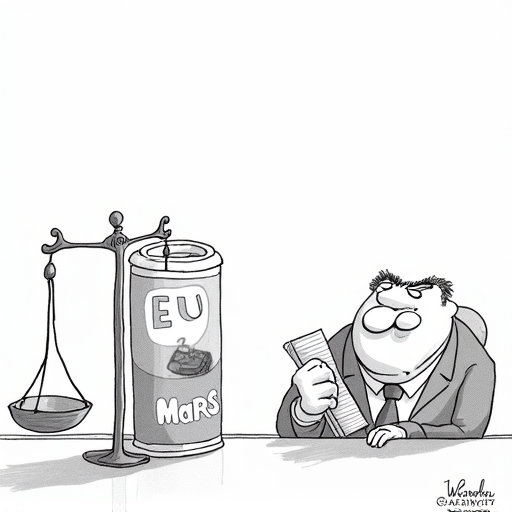 EU Investigates Mars-Kellanova Acquisition for Antitrust Concerns single-panel cartoon