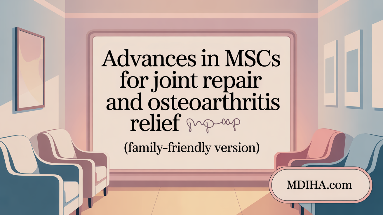Advances in MSCs for Joint Repair and Osteoarthritis Relief