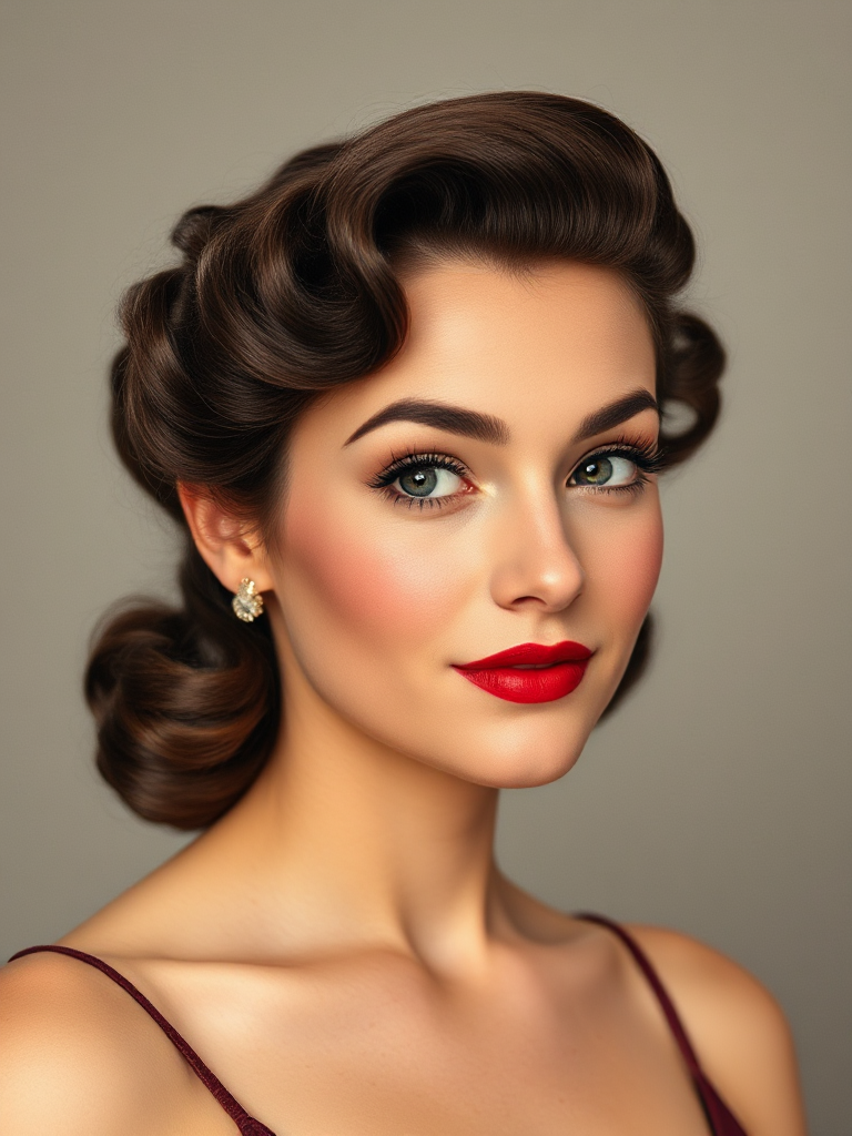 Vintage Pin-Up Hair with Bangs