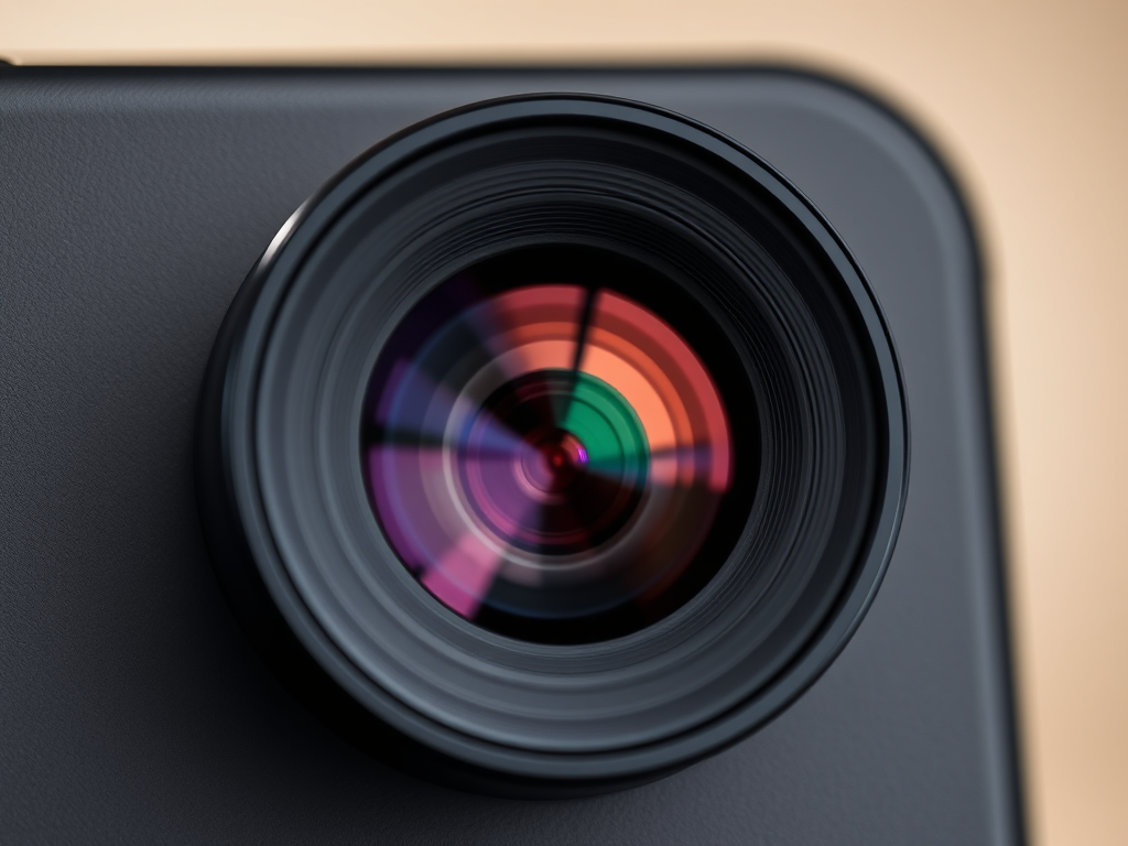 تصویر یک لنز دوربین گوشی هوشمند با جزئیات پیچیده، نمایش قابلیت‌های پیشرفته عکاسی موبایلی، اخبار گوشی‌های هوشمند