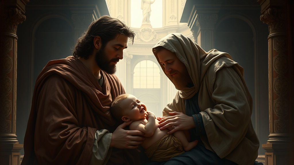 신생아와 돌봄을 상징하는 성경적 이미지