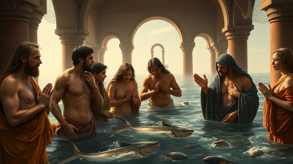 기후변화와 인간의 책임을 묘사한 종교적 그림