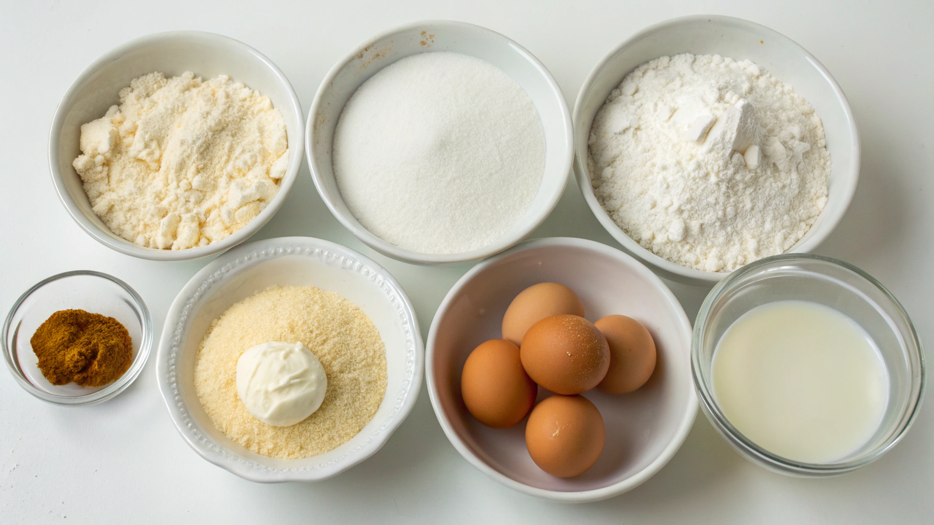 Revani ingredients displayed on a wooden table
