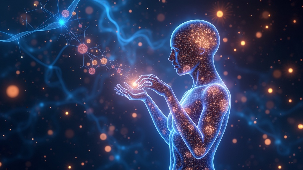 Científico analizando modelos moleculares en una pantalla gracias a la tecnología NVIDIA DGX SuperPOD