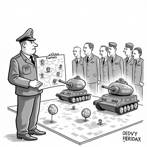 Trump Orders Pentagon to Prepare Military Options Against Drug Cartels single-panel cartoon