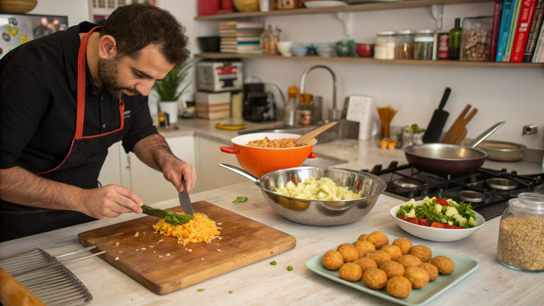 Mixing the cheese mixture in a bowl