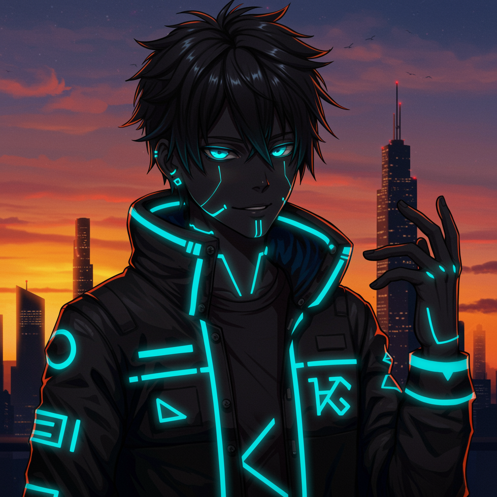 black anime pfp boy