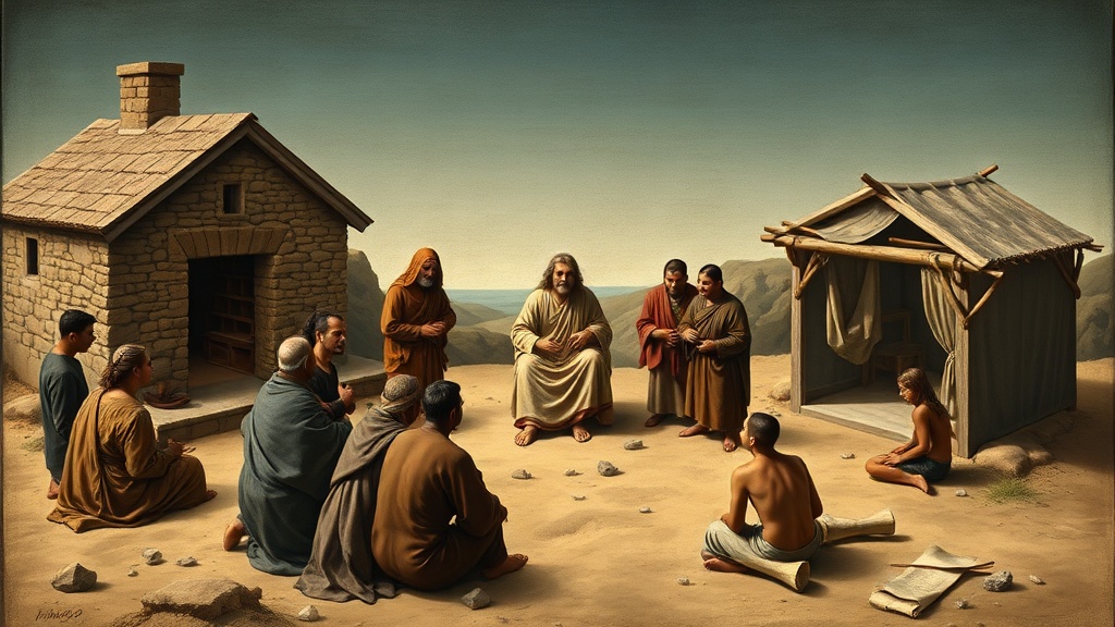 교훈적 장면을 표현한 고전적 일러스트