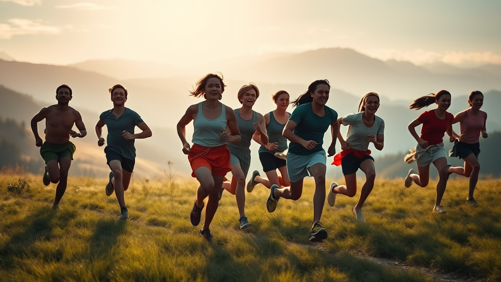 연대와 인내를 상징하는 다문화 참여자들의 달리기 장면