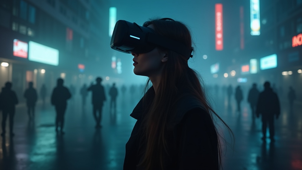 Joven utilizando gafas de realidad virtual en un taller de concienciación contra la violencia machista.