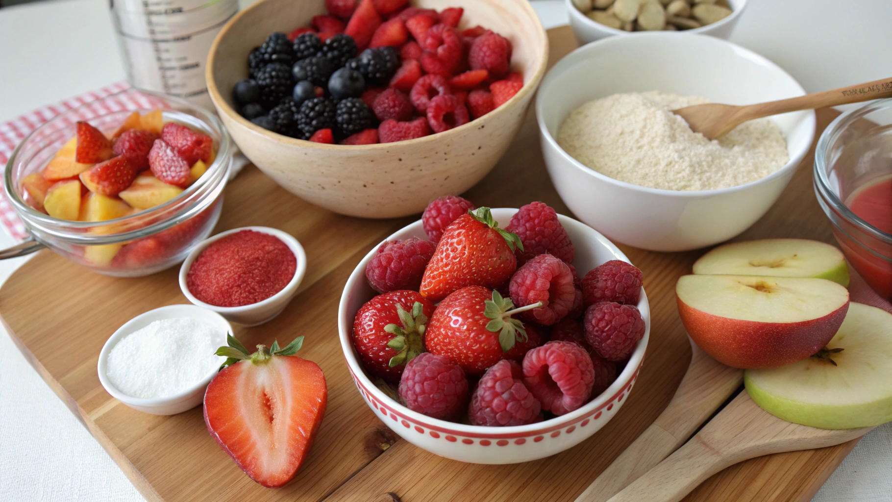 Fresh fruits and gelatin ingredients