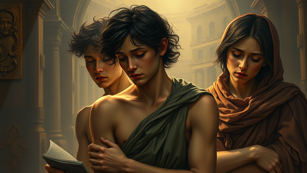 학업 스트레스에 시달리는 청소년의 고뇌를 묘사한 감정적인 장면