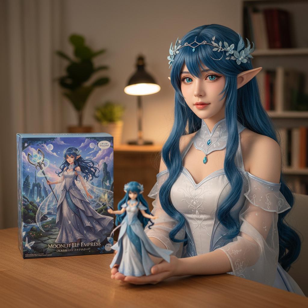 Generate a real-life photo of a cosplayer portraying this character, with highly realistic skin texture.