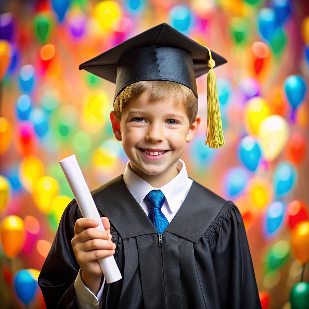 Joyful Graduation Day: Young Boy's Proud Moment Joyful Graduation Day: Young Boy's Proud Moment