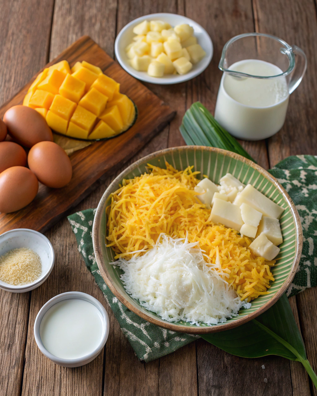 Cassava Cake with Macapuno Ingredients