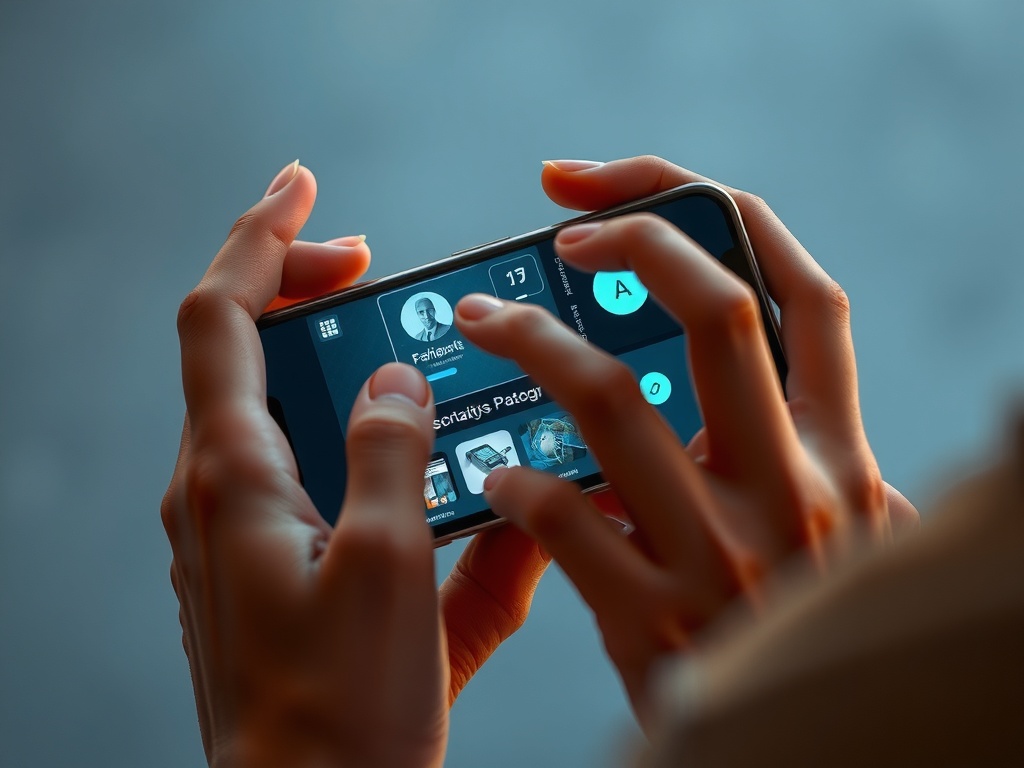 شخصی در حال کار با گوشی هوشمند ۲۰۲۵ با قابلیت‌های هوش مصنوعی، نمادی از فناوری موبایل